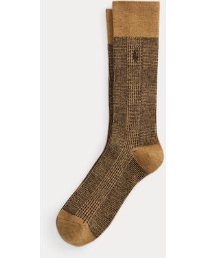 Ralph Lauren Glen Plaid Wool-Blend Trouser Socks - Brown