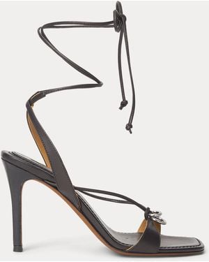 Ralph Lauren O-Ring Leather Wrap Sandal - White
