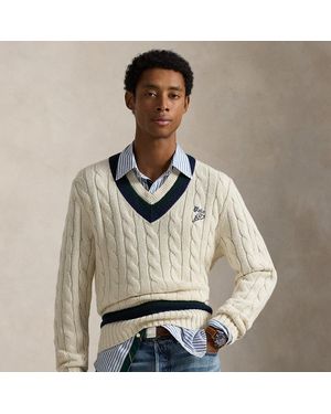 Ralph Lauren Embroidered Cotton-Blend Cricket Jumper - Grey