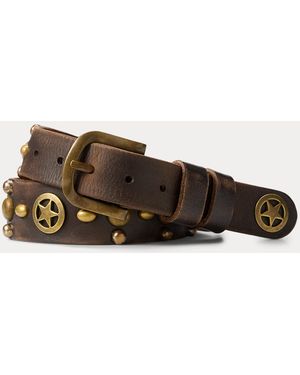 RRL Studded Leather Belt - Brown