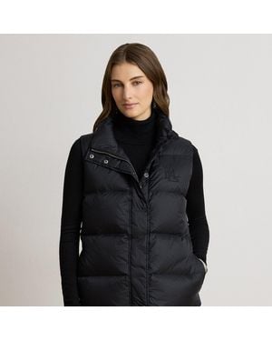 Ralph Lauren Channel-Quilted Funnelneck Down Vest - Black