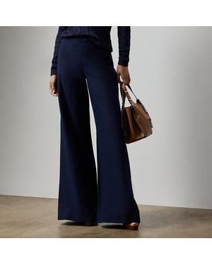 Ralph Lauren Daria Linen Wide-Leg Trouser - Blue