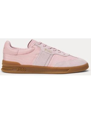 Polo Ralph Lauren Heritage Aera Suede-Trim Trainer - Pink