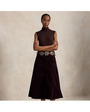 Ralph Lauren Corduroy A-Line Midi Skirt - Blue