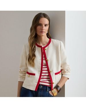 Ralph Lauren Two-Tone Linen-Blend Twill Blazer - Red