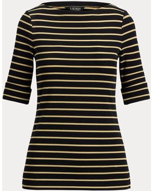 Ralph Lauren T-Shirt Rayé Métallisé À Encolure Bateau - Noir