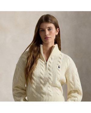 Polo Ralph Lauren Cable Wool-Cashmere Half-Zip Jumper - Blue