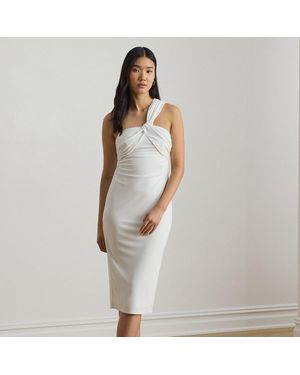 Ralph Lauren Twist-Front One-Shoulder Cocktail Dress - Grey