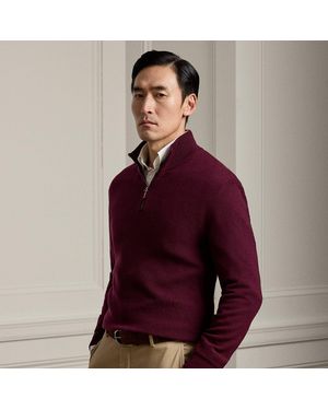 Ralph Lauren Birdseye Cashmere Quarter-Zip Jumper - Purple