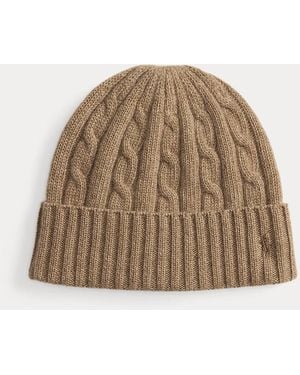 Ralph Lauren Cable-Knit Cashmere Beanie - Brown