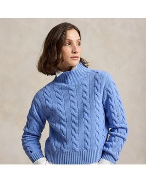 Polo Ralph Lauren Rollkragenpullover Mit Zopfmuster - Blau