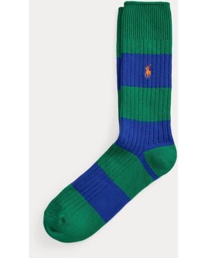 Ralph Lauren Rugby-Stripe Cotton-Blend Crew Socks - Green