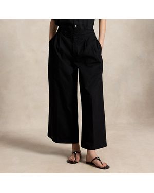 Polo Ralph Lauren Cotton Relaxed Wide-Leg Crop Pant - Black