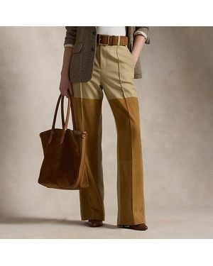 Polo Ralph Lauren Suede-wool Wide-leg Pant - Natural