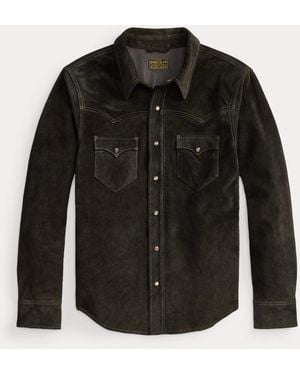 RRL Suede Western Shirt Jacket - Black