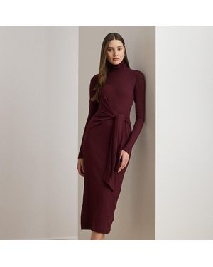 Ralph Lauren Tie-Front Roll Neck Dress - Red