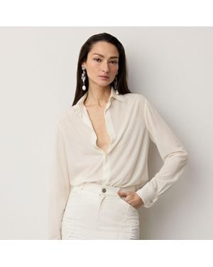 Ralph Lauren Adrien Relaxed Fit Embellished Shirt - Natural