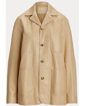 Ralph Lauren Jacke Adrianna Aus Plongé-Lammleder - Natur