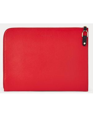Ralph Lauren Ralph Lauren Welington Calfskin Zip Portfolio - Red