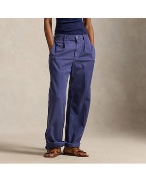 Polo Ralph Lauren Pleated Cotton-Blend Relaxed Trouser - Blue
