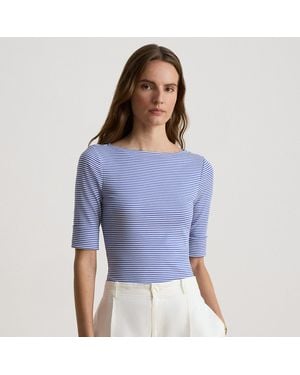 Ralph Lauren Baumwoll-T-Shirt Mit U-Boot-Ausschnitt - Blau