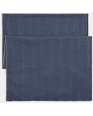 RRL Beidseitiger Baumwollschal Mit Streifen - Blau