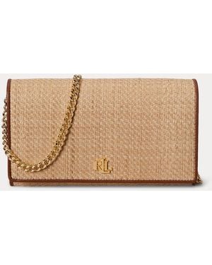 Ralph Lauren Bolso Cruzado Adair Ii Mediano De Rafia - Neutro