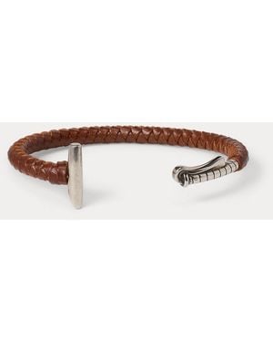 Ralph Lauren Braided Sterling Polo Mallet Cuff - Brown