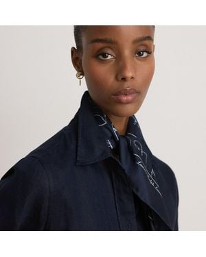 Ralph Lauren Handbag-Print Silk Square Scarf - Blue