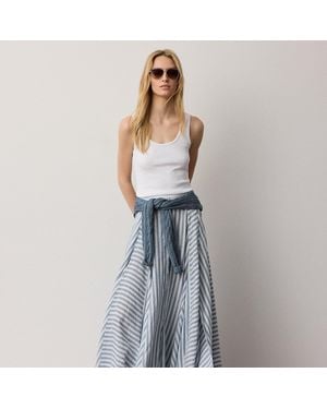 Ralph Lauren Shamus Striped Linen Maxiskirt - Blue