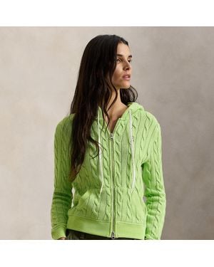 Polo Ralph Lauren Cable-Knit Cotton Full-Zip Hoodie - Green