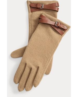 Ralph Lauren Ralph Lauren Sheepskin-Trim Wool-Blend Tech Gloves - Natural