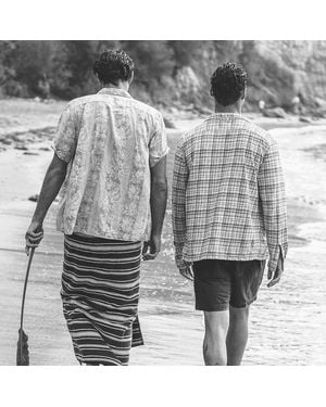 RRL Camisa De Algodón Y Lino Con Cuadros - Gris