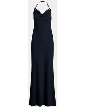 Ralph Lauren Abendkleid Mit Wasserfallausschnitt - Blau