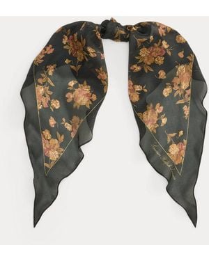 Ralph Lauren Floral Silk Diamond Scarf - Green