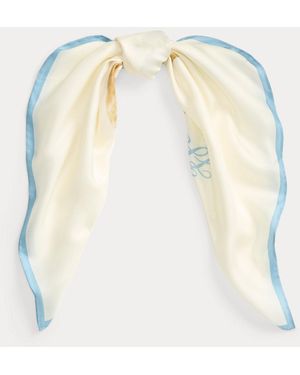 Ralph Lauren Golden Retriever Silk Square Scarf - White