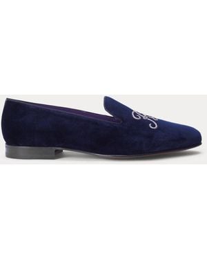Ralph Lauren Alonzo Bullion Velvet Slipper - Blue