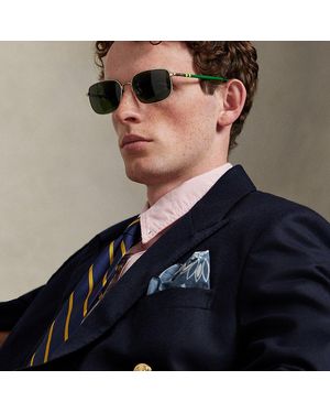 Ralph Lauren Heritage Rugby-Stripe Metal Sunglasses - Black