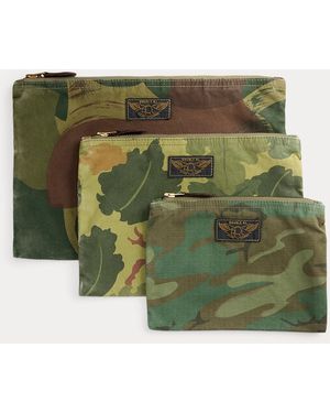 RRL Set di 3 pochette camouflage - Verde