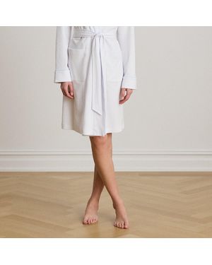 Ralph Lauren Dog-Embroidered Shawl-Collar Robe - White
