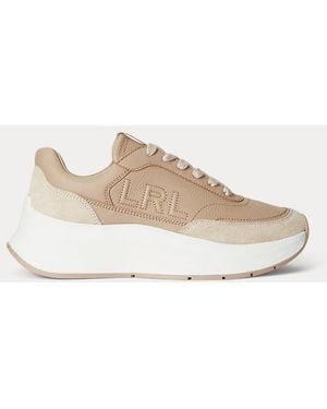Ralph Lauren Deportiva Franky De Piel Y Ante - Neutro
