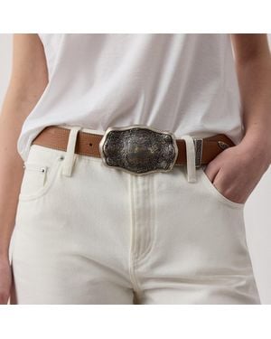 Ralph Lauren Cinturón De Piel De Becerro Granulada - Gris
