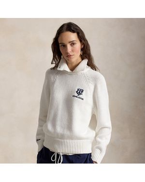 Polo Ralph Lauren Wimbledon Cotton Polo-Collar Jumper - White