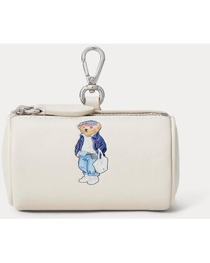Polo Ralph Lauren Polo Bear Leather Cylinder Coin Pouch - White