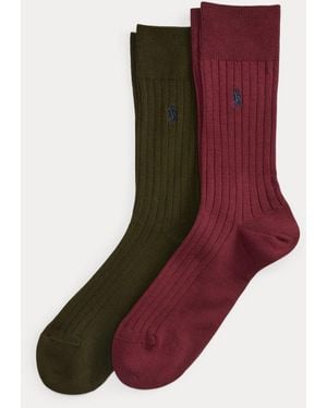 Polo Ralph Lauren Cotton-Blend Trouser Sock 2-Pack - Brown