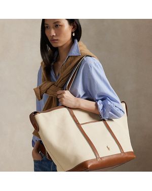 Polo Ralph Lauren Leather-Trim Canvas Large Shopper Tote in