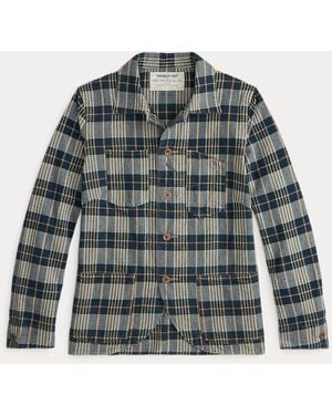 RRL Plaid Cotton-Linen Work Jacket - Green