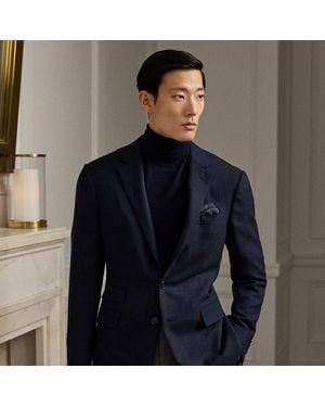 Ralph Lauren Handgemaakt Kasjmier Pak Met Glen-Ruit - Blauw