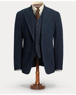 RRL Striped Herringbone Suit Jacket - Blue
