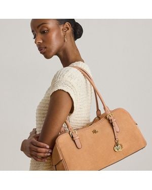 Ralph Lauren Große Umhängetasche Marcy Aus Wildleder - Braun